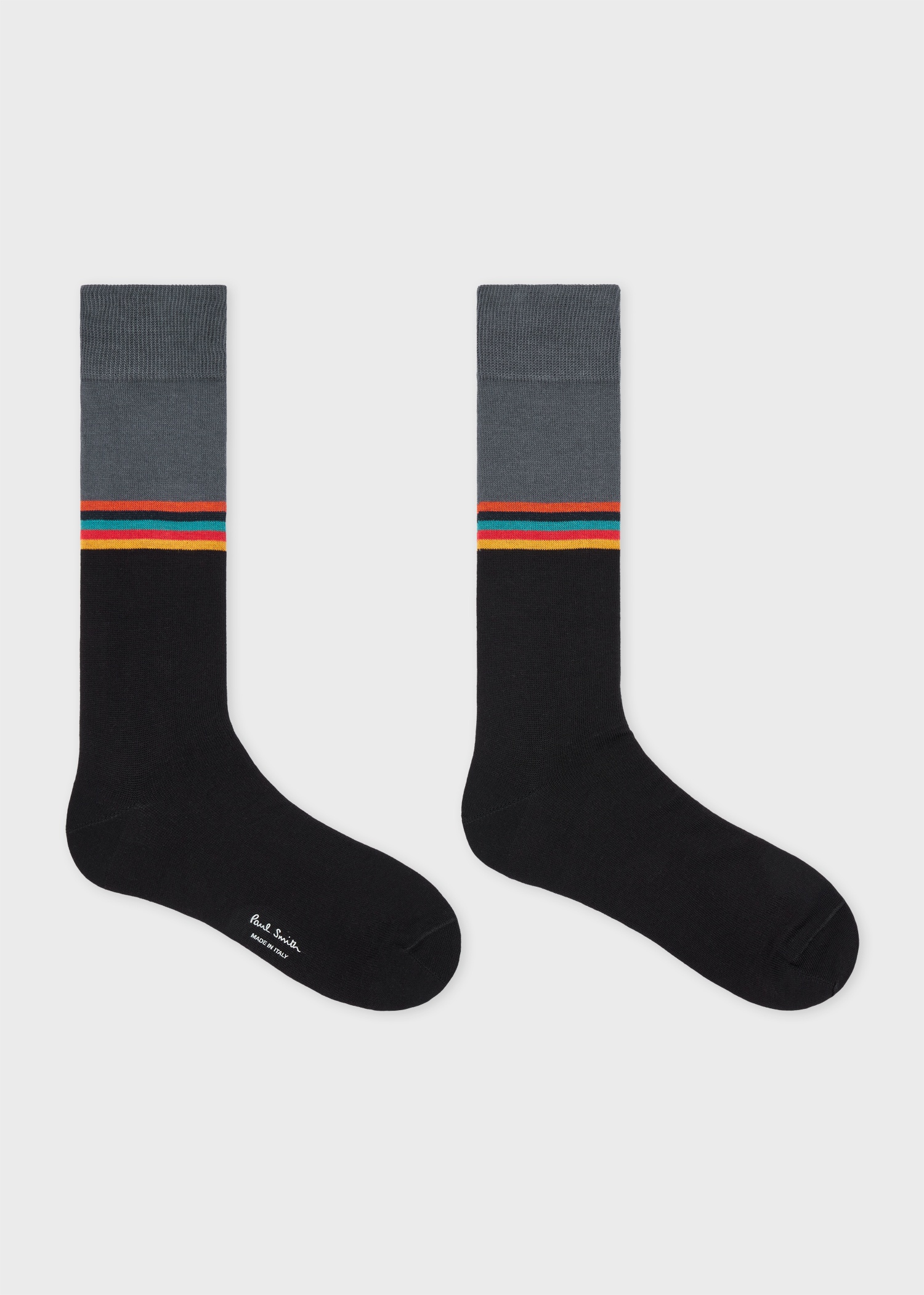 Grey and Black 'Artist Stripe' Colourblock Socks - 2