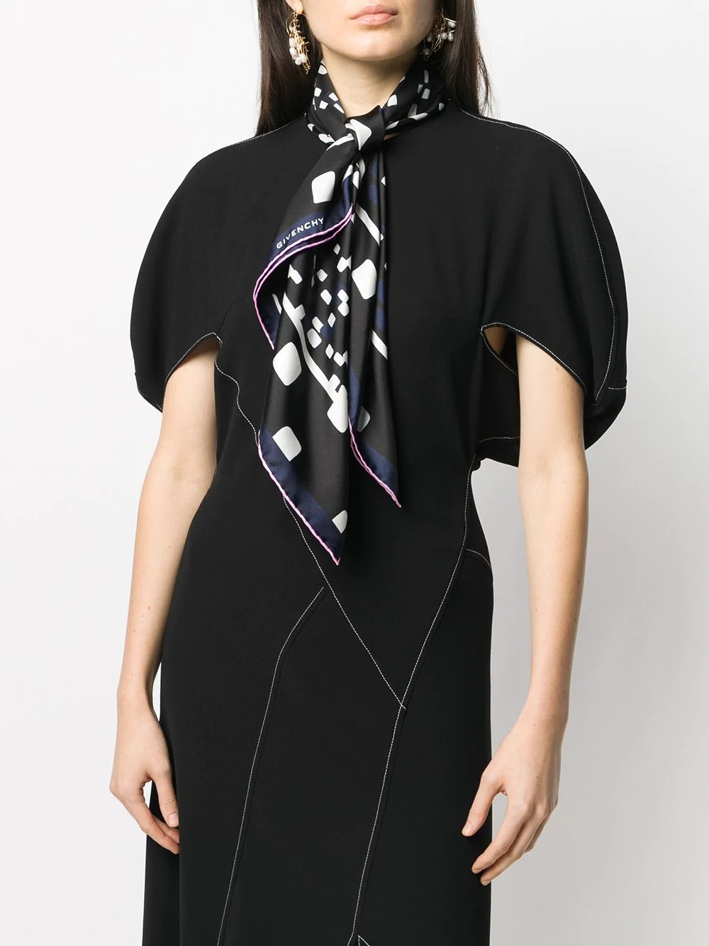 geometric-print logo silk scarf - 2