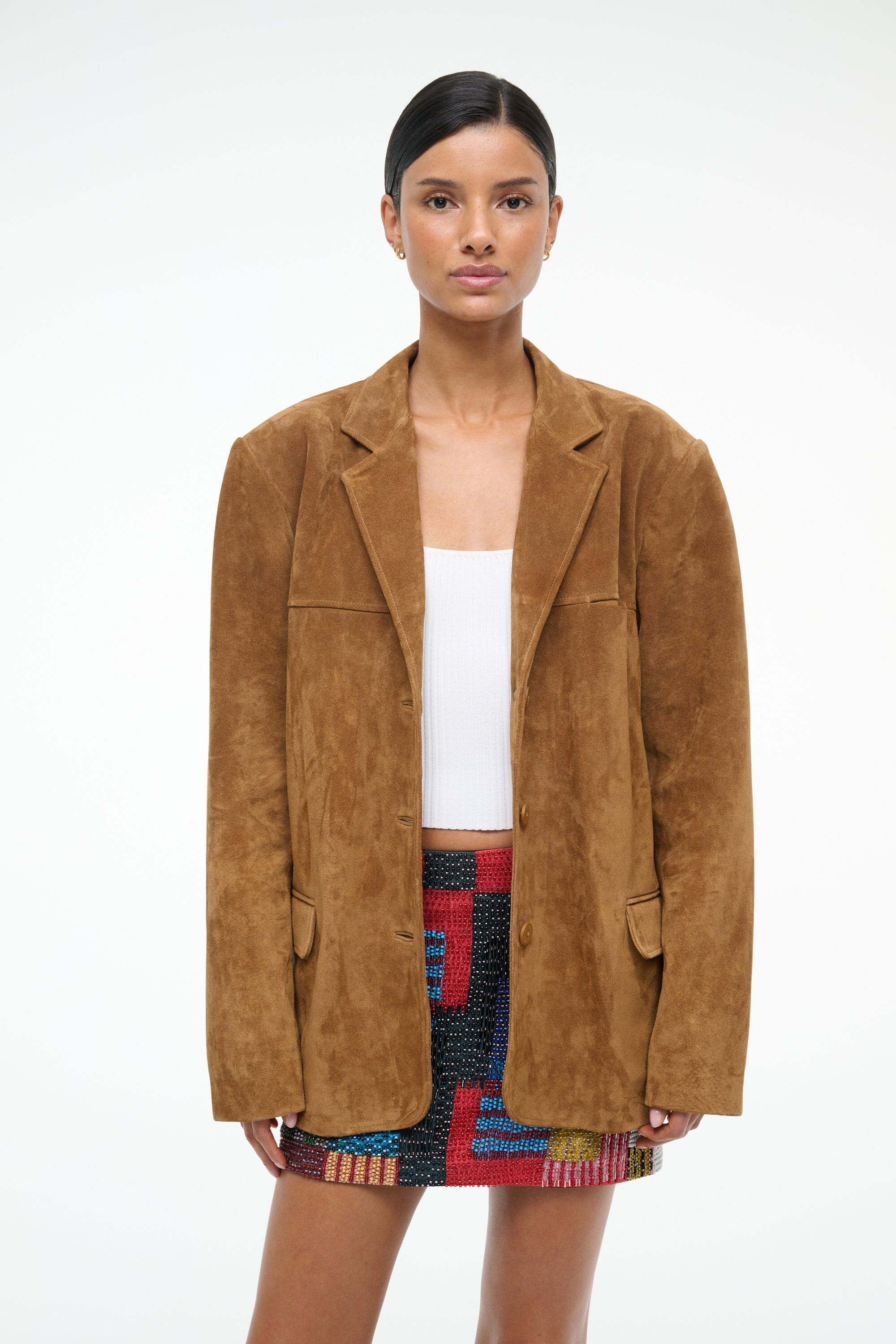 STAUD NATALIE SUEDE JACKET TAN - 3
