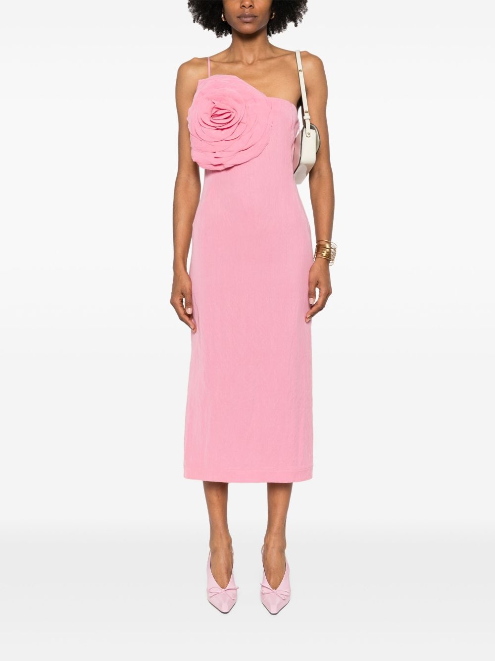 floral-appliqué midi dress - 2