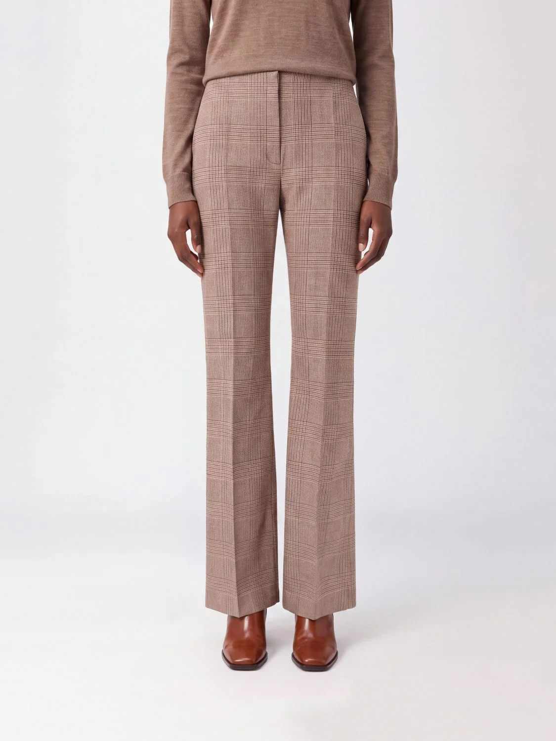 Max Mara Women Prince Of Wales Check Wide-Leg Max Mara Trousers In Virgin Wool - 1