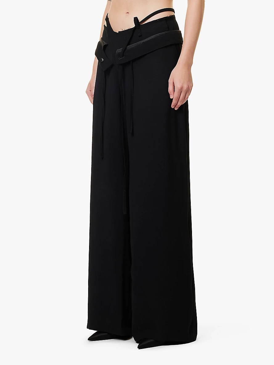 Double Fold Suit drawstring-waistband wide-leg high-rise woven trousers - 3