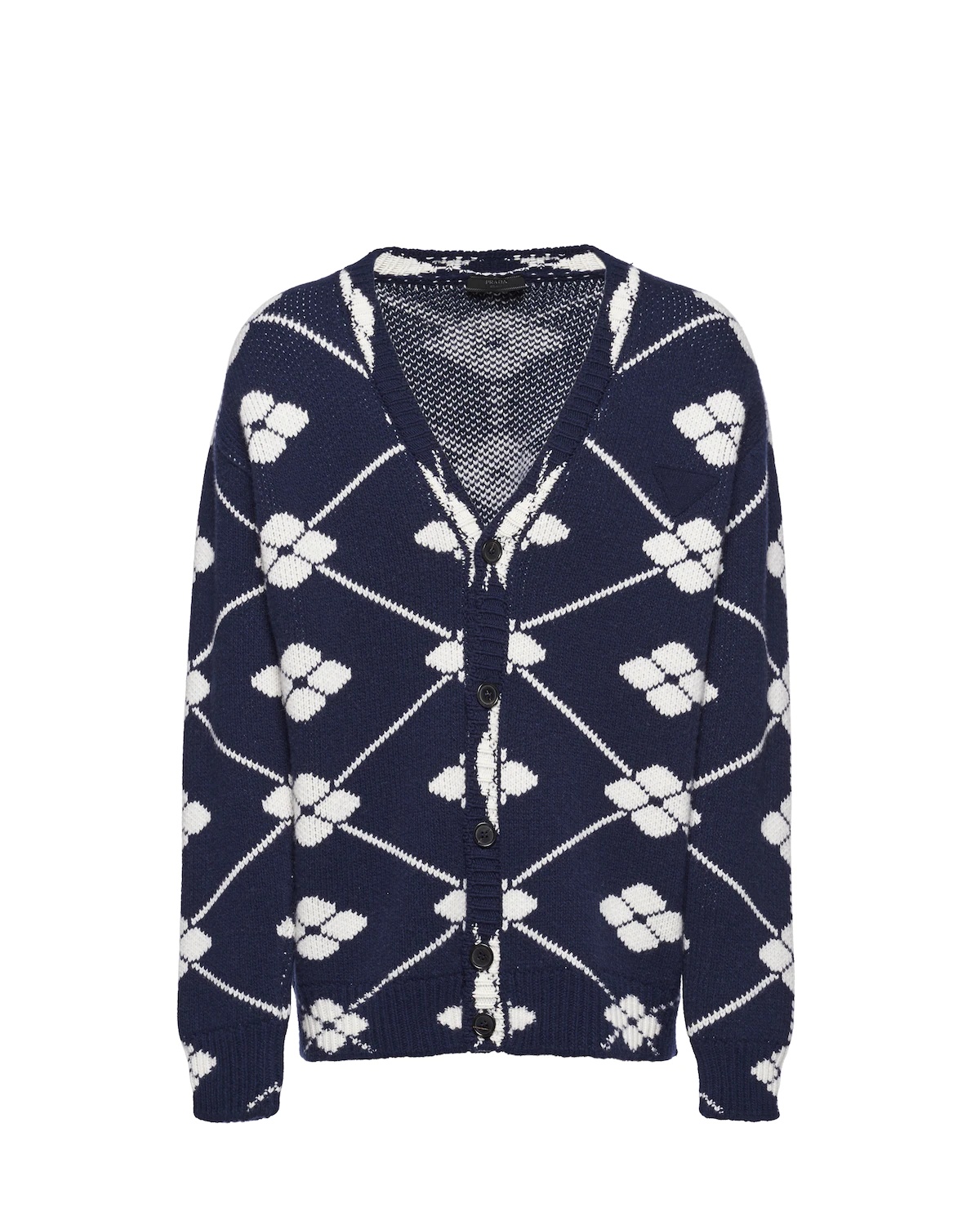 Jacquard wool and cashmere cardigan - 1