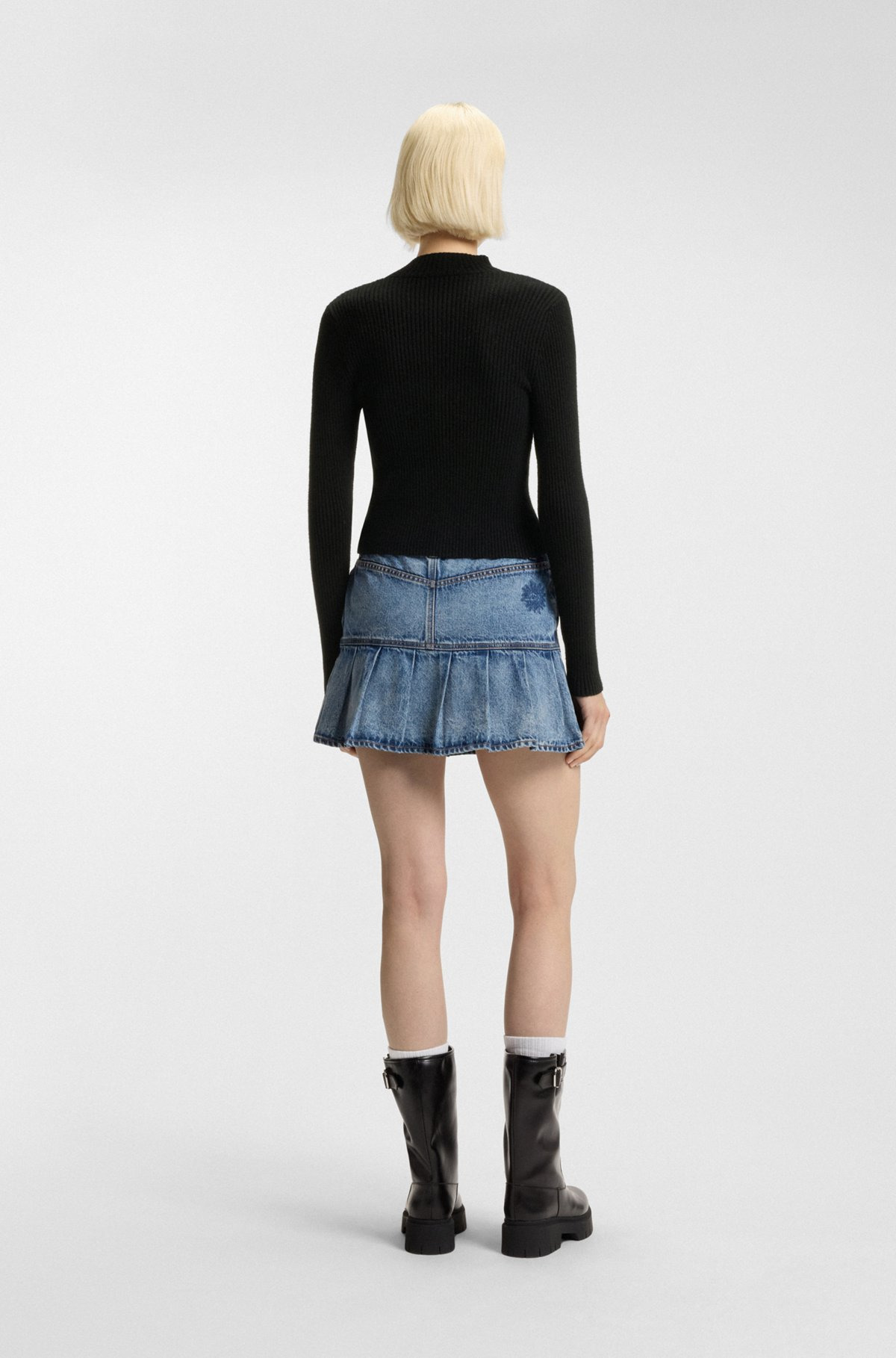 RIBBED CARDIGAN WITH LOGO-PULLER ZIP - 4
