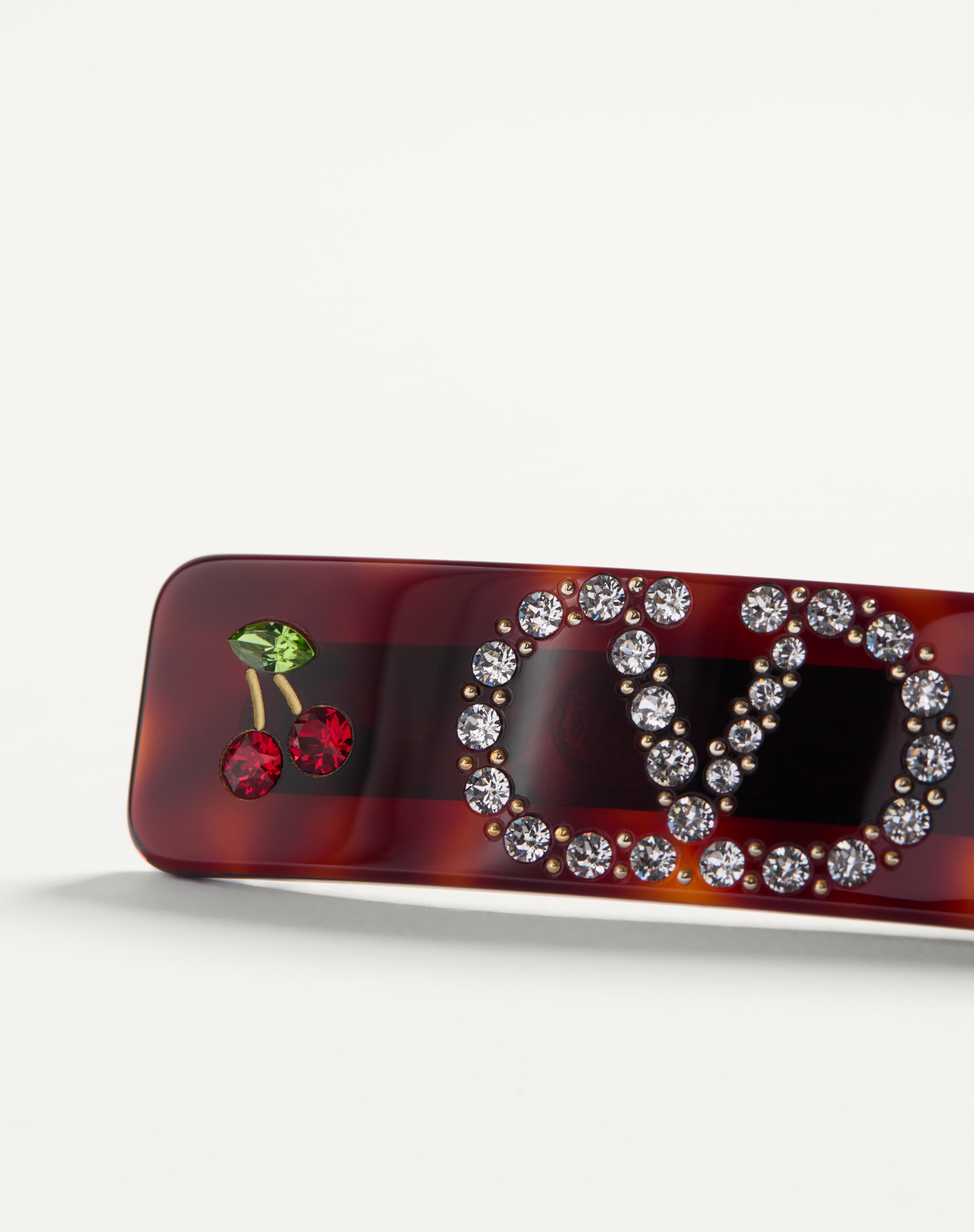 VLOGO SIGNATURE HAIR CLIP IN RESIN, METAL AND SWAROVSKI® CRYSTALS - 3