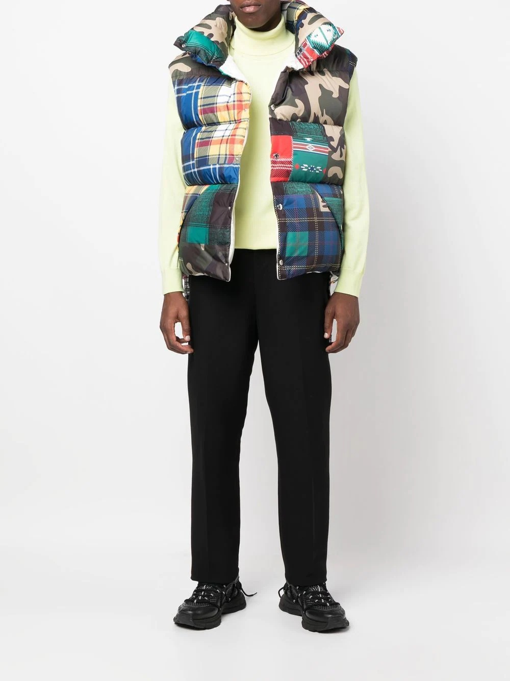 patchwork-print padded gilet - 2