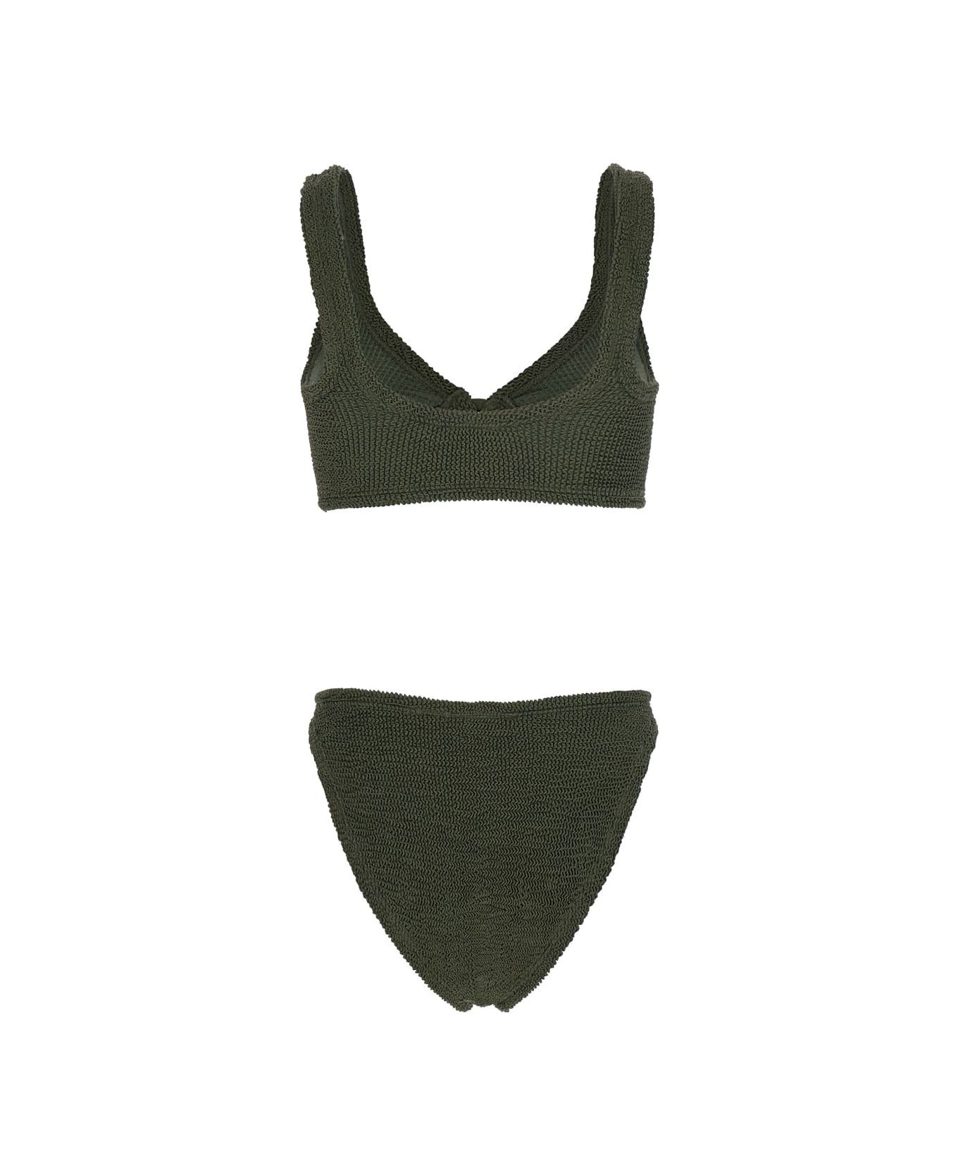 'julia' Green Bikini With Chunky Fixed Straps And Cut-out With Ring In Tech Fabric Stretch Woman - 2