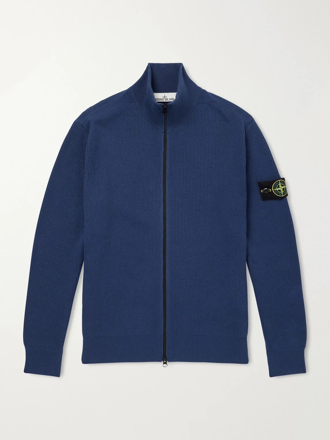 Ribbed Cotton Zip-Up Sweater - 1