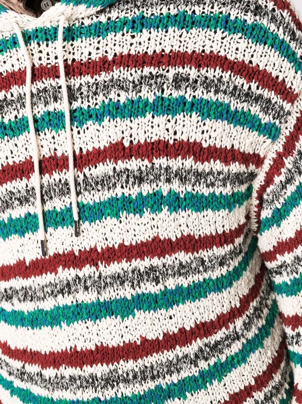 striped-knit hoodie - 5