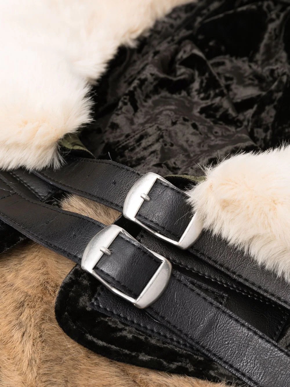 faux-fur trim buckled collar - 3