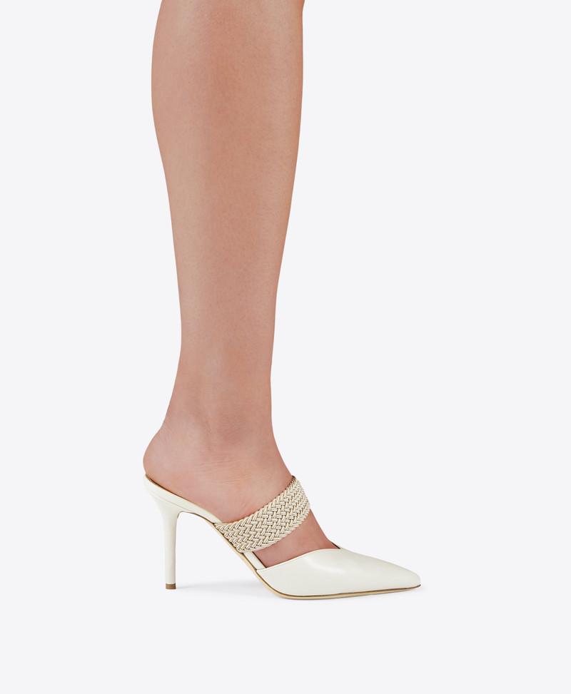 Maisie 85 Cream Leather Mules 5