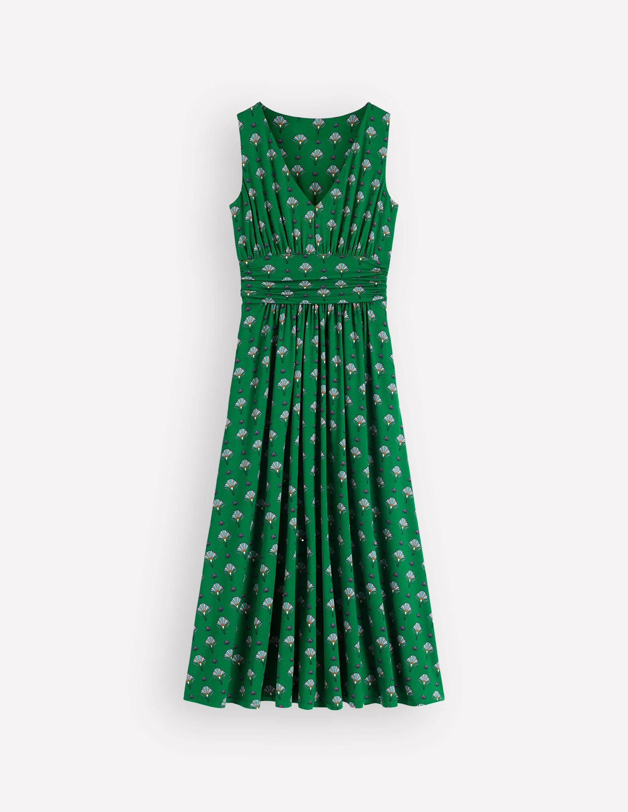 Elodie Jersey Maxi Dress-Green, Ornamental Floweret - 1