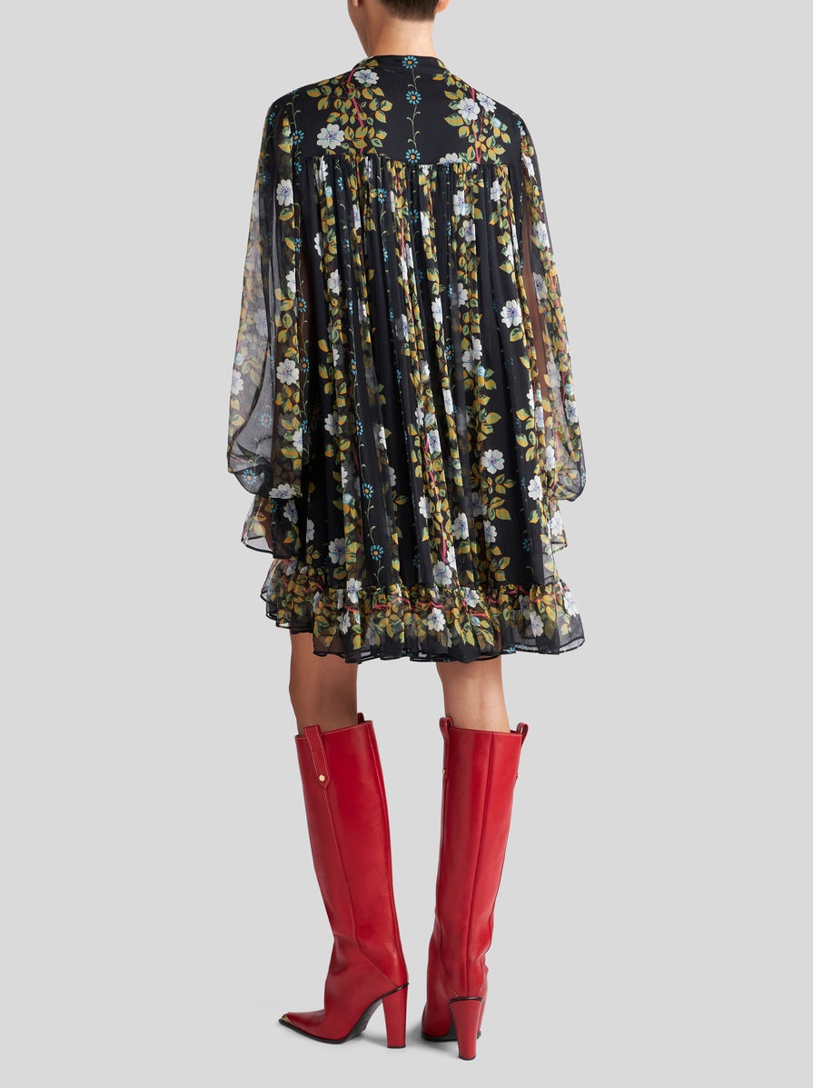 SILK KAFTAN DRESS WITH FLORAL PRINT - 4