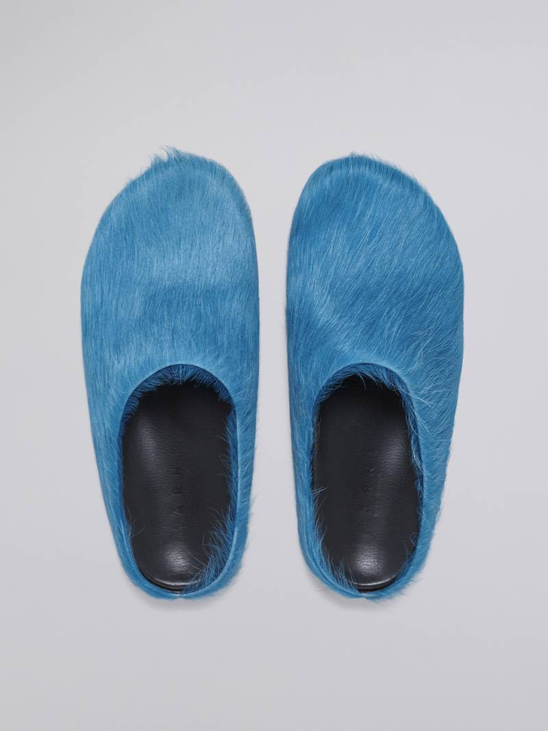 BLUE LONG HAIR CALFSKIN FUSSBETT SABOT 4
