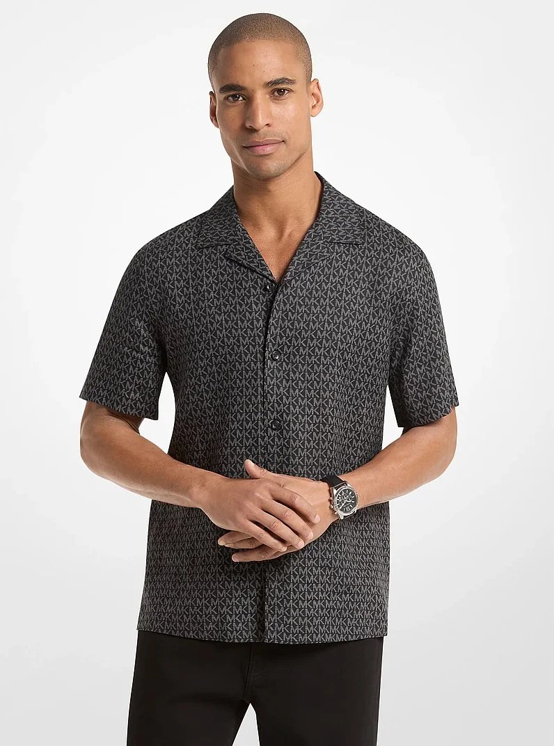 Signature Logo Linen Camp Shirt - 1