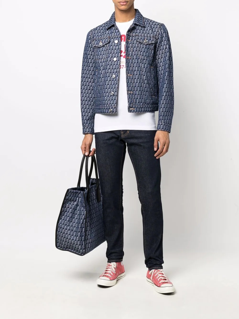 logo-print denim jacket - 2