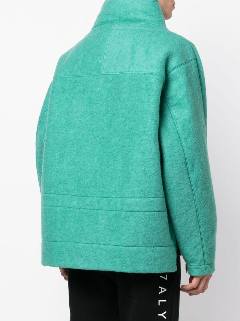 high neck cotton zip-up jacket - 4
