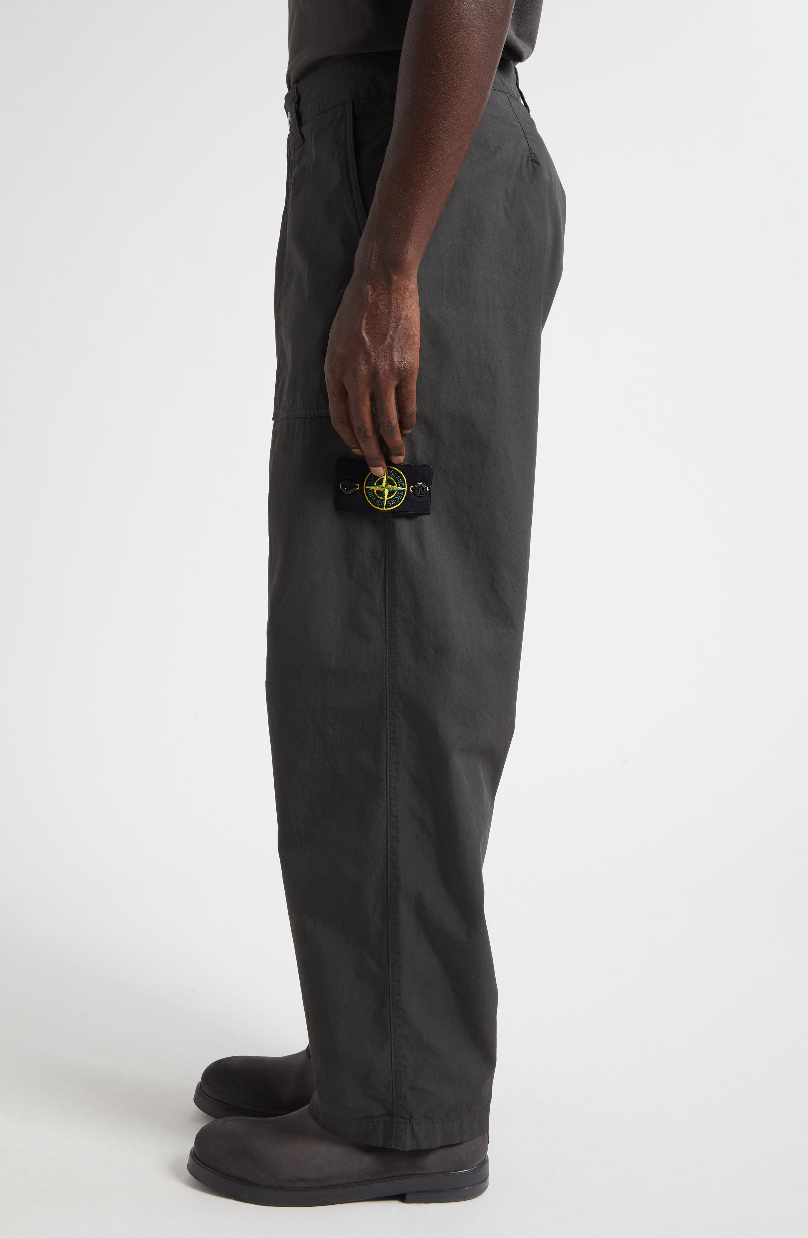 Stone Island Cotton Twill Trousers in Lead Grey at Nordstrom - 4