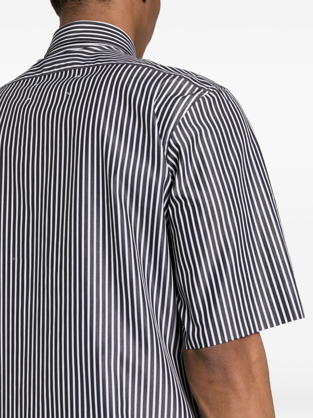 embroidered-logo striped shirt - 5