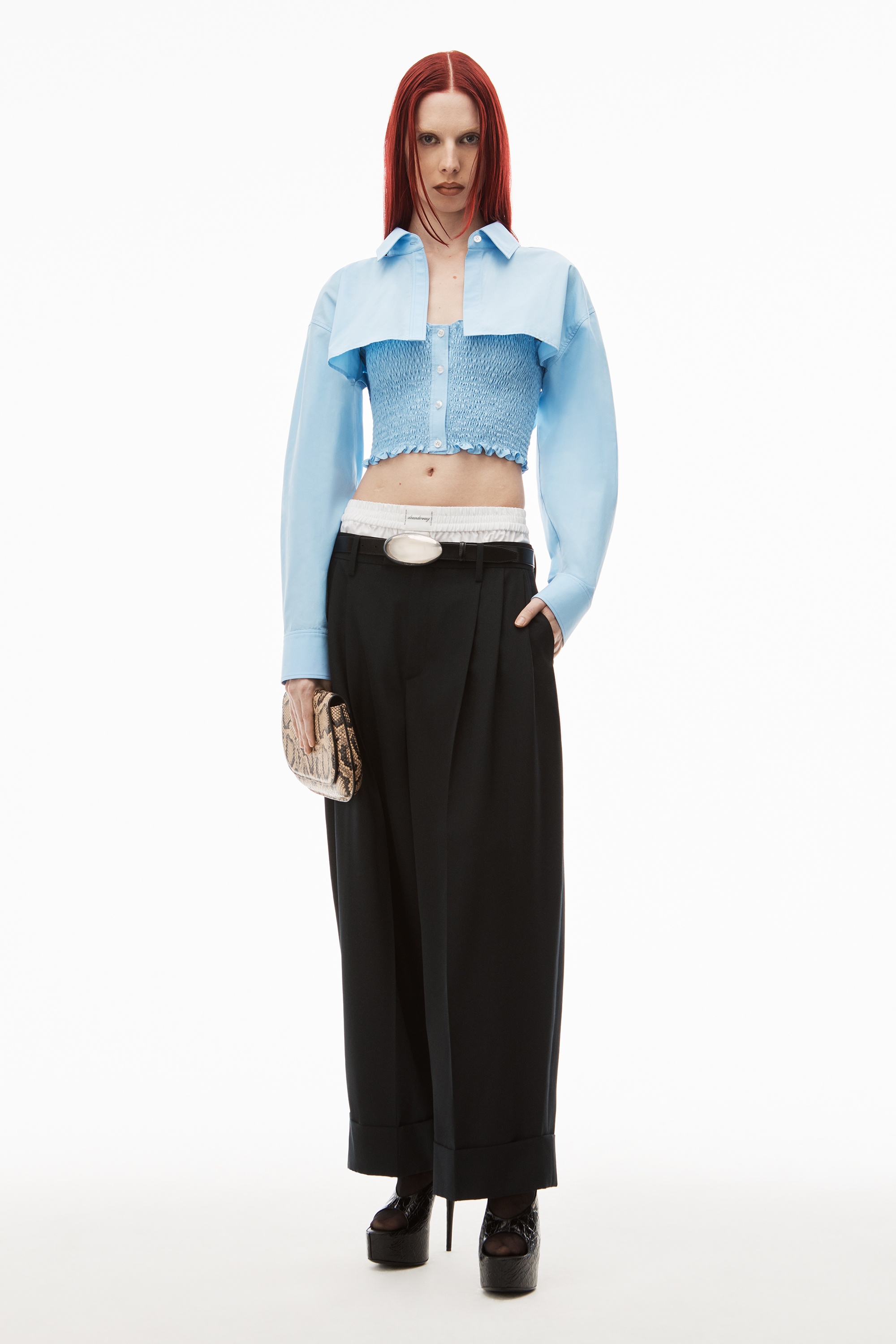 Layered Crop Bolero In Compact Cotton