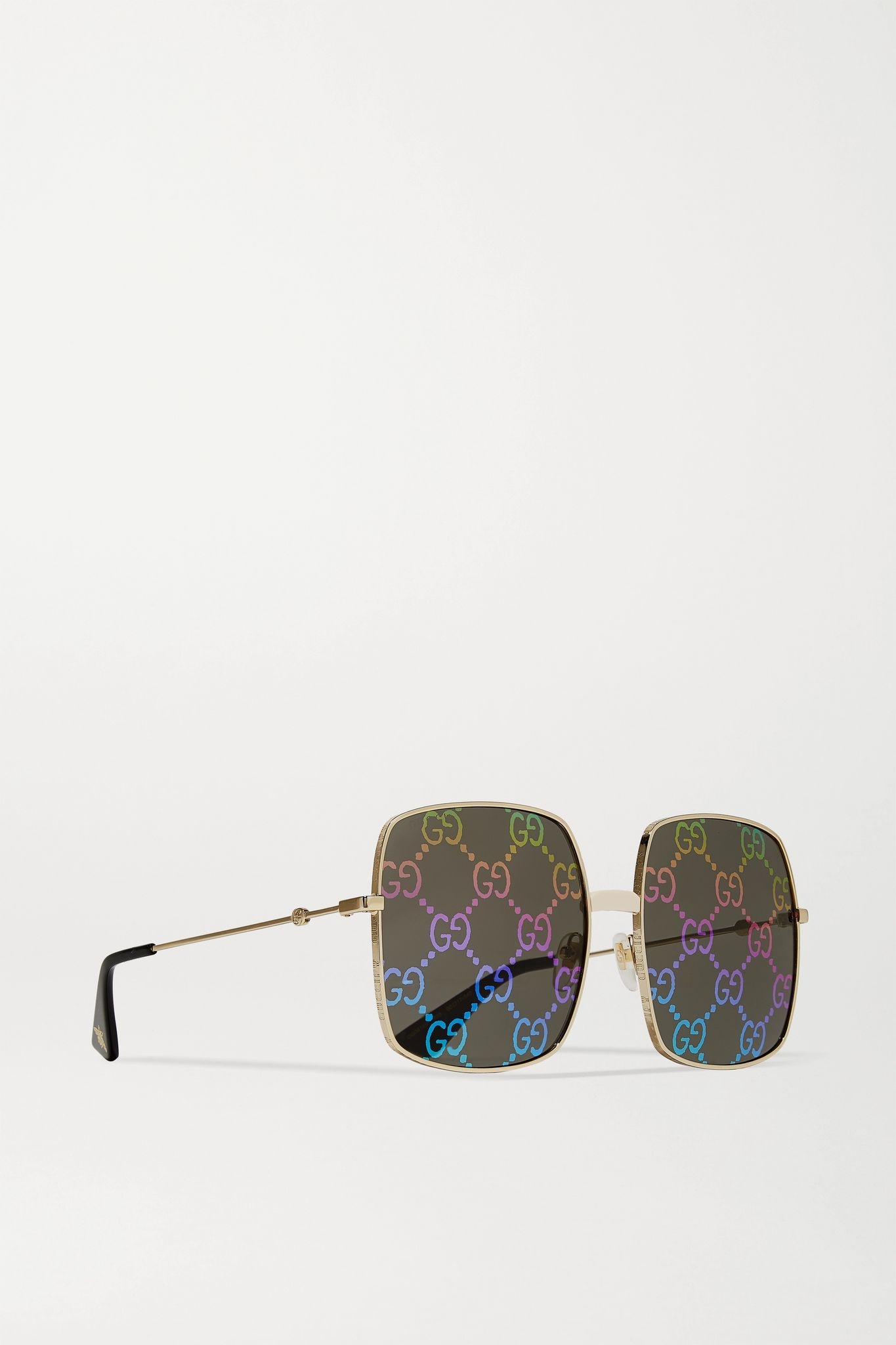 Logomania square-frame gold-tone sunglasses - 2