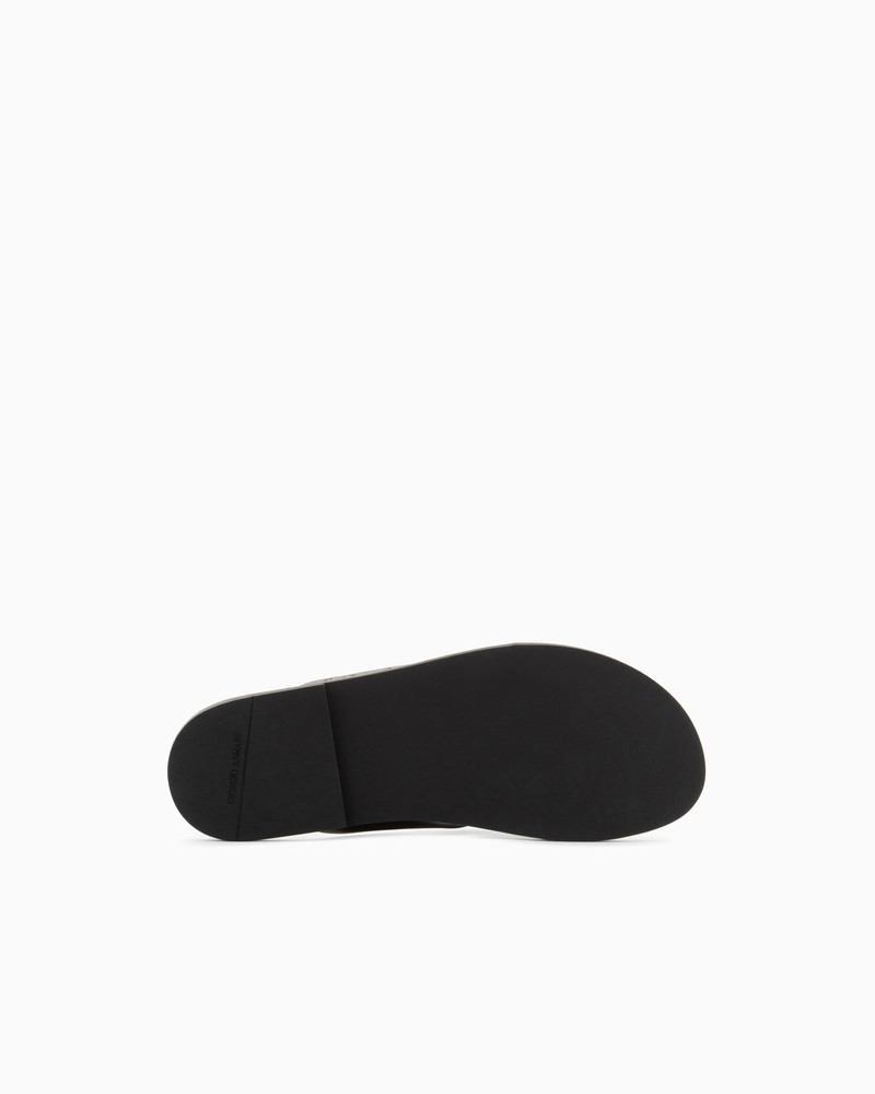 GIORGIO ARMANI Leather cross sandals with two-toned tape outlook