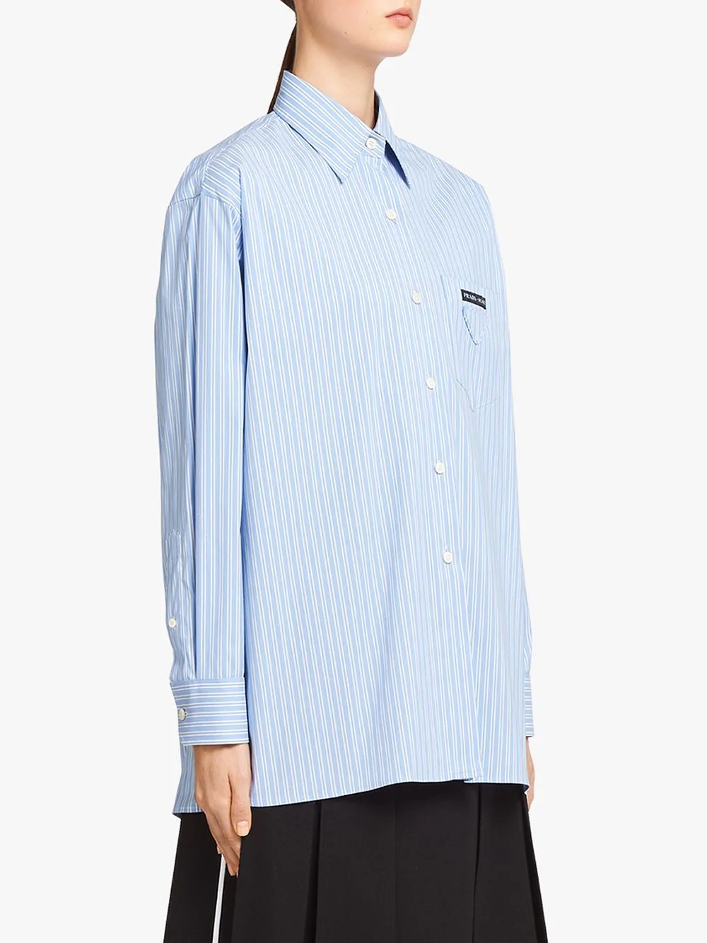 long-line pinstriped shirt - 3