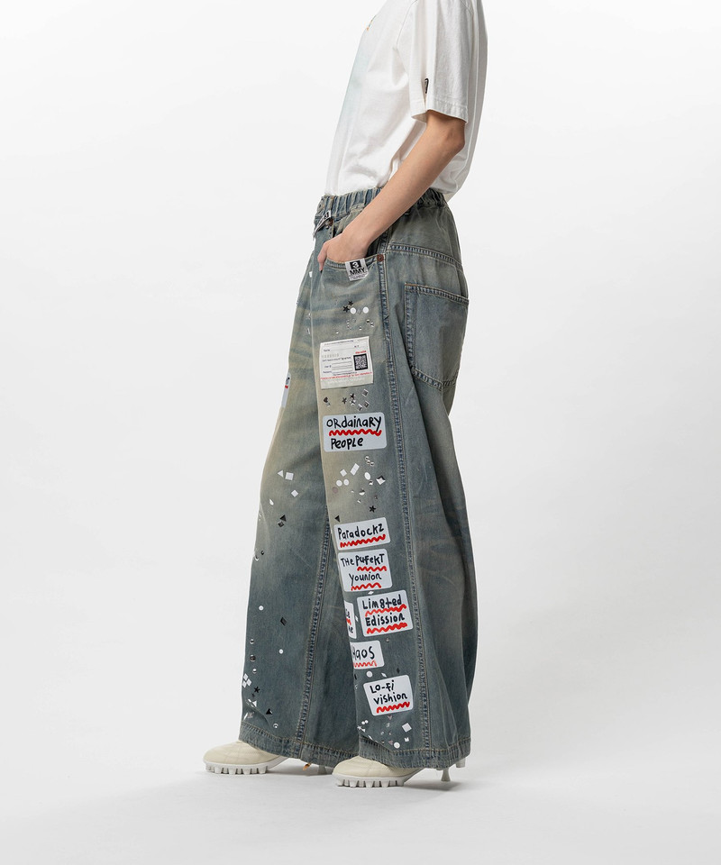 Embellished Sticker Denim Pants 12