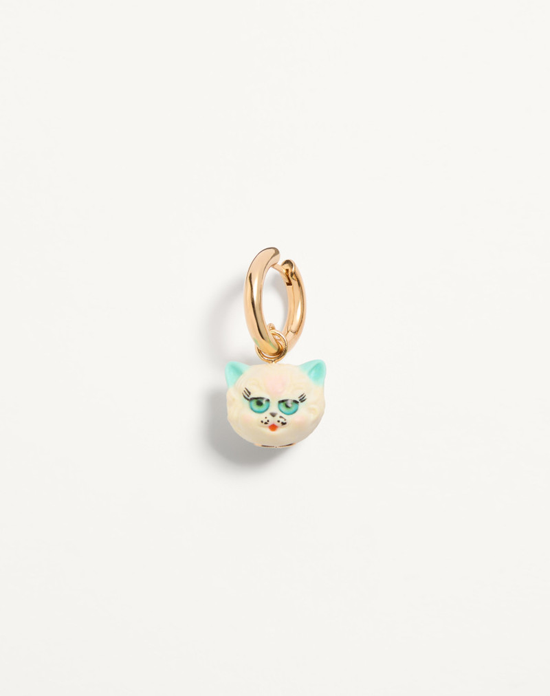 LE CHAT DE LA MAISON SINGLE EARRING IN METAL AND NYLON 1