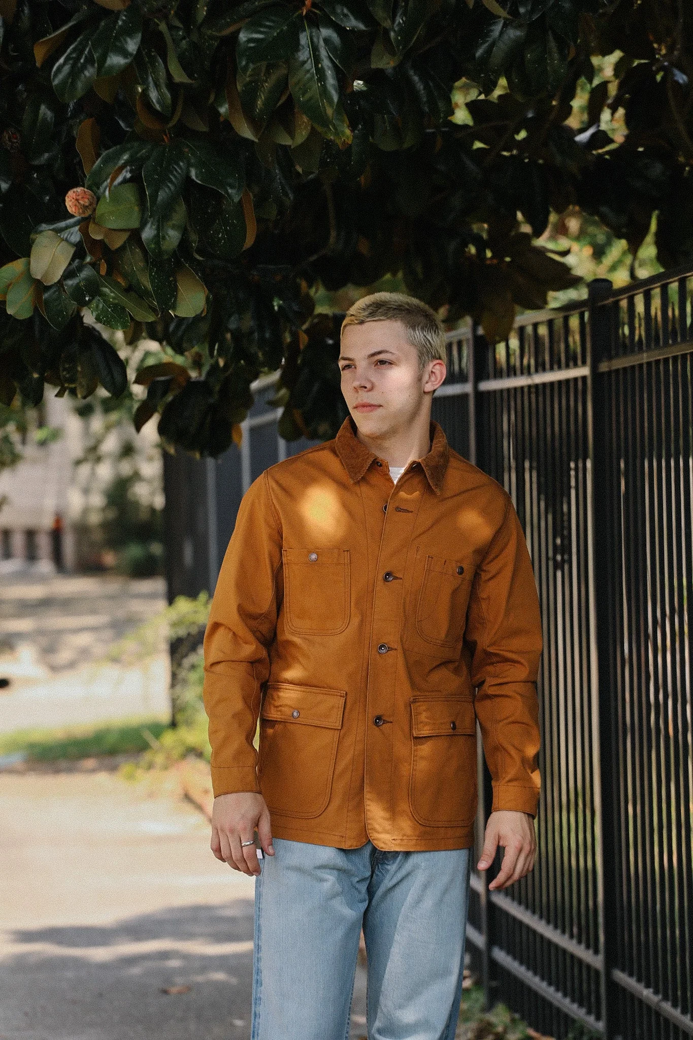 10OZ KURASHIKIZOME® ORGANIC COTTON DUCK CHORE JACKET - BROWN IHJ-148-BRN - 1