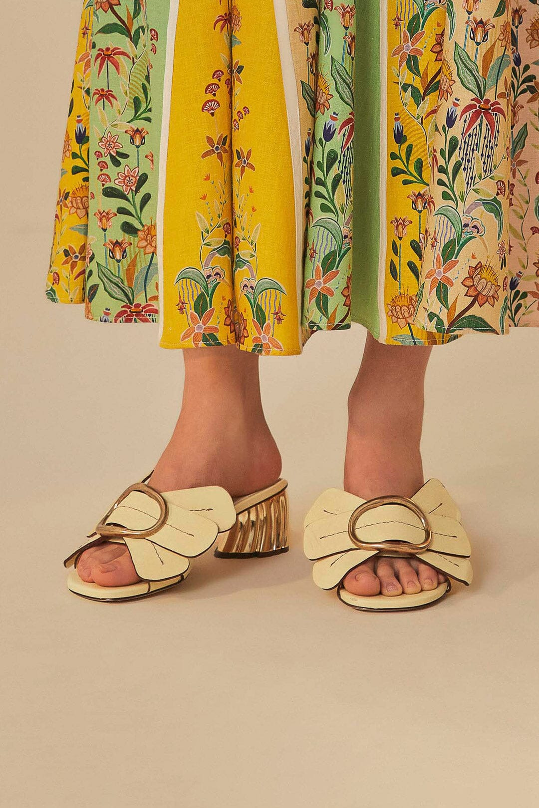 Banana Yellow Daisy Heeled Mule - 4