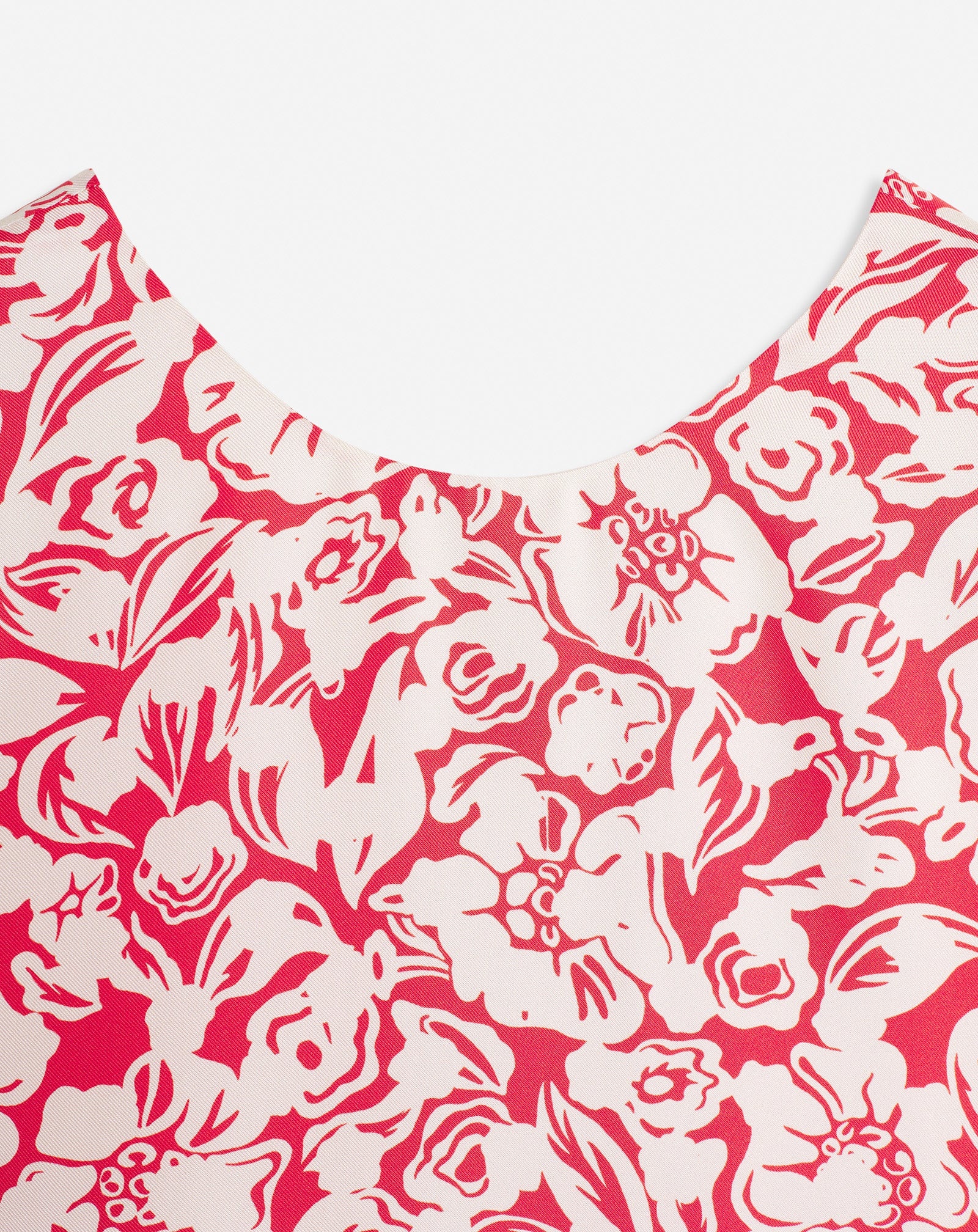 SLEEVELESS ROUND NECK DRESS WITH RUFFLES IN PRINTED SILK TWILL - 9