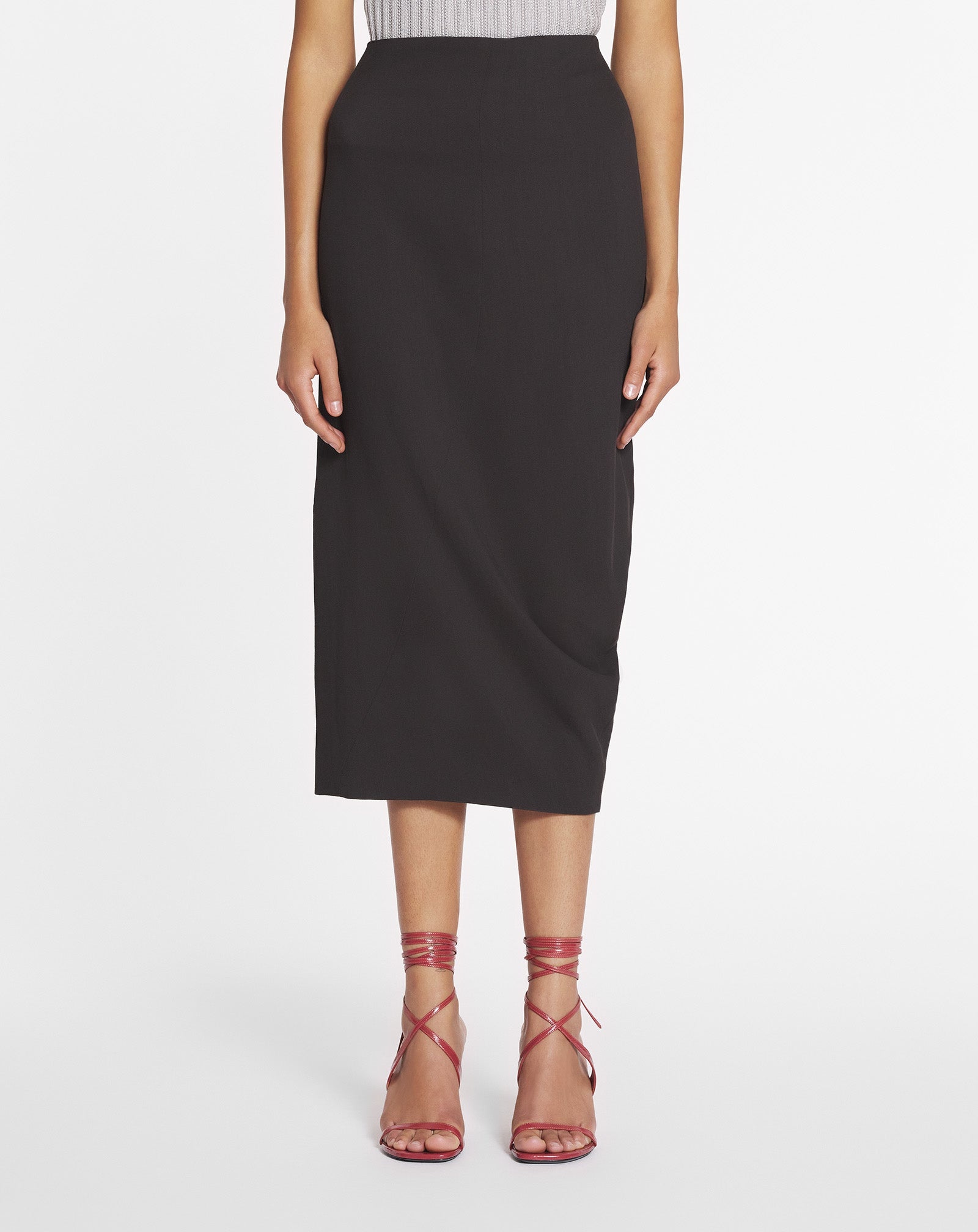 MIDI SKIRT IN WOOL AND VISCOSE - 3