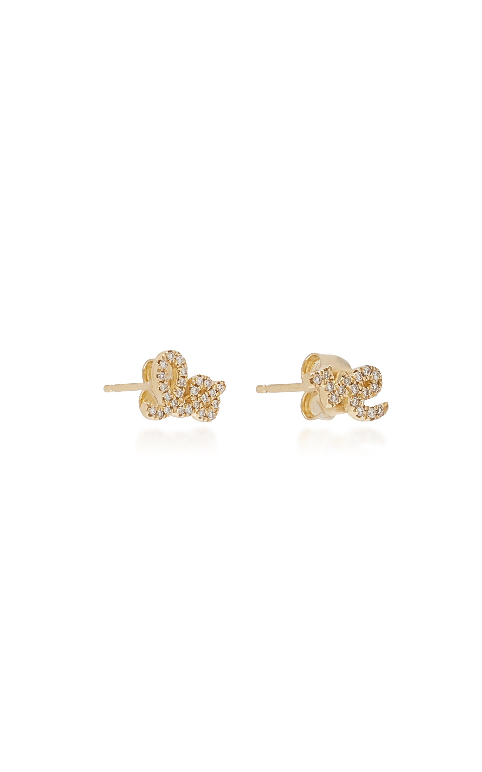Love 14K Gold Diamond Stud Earrings gold - 4