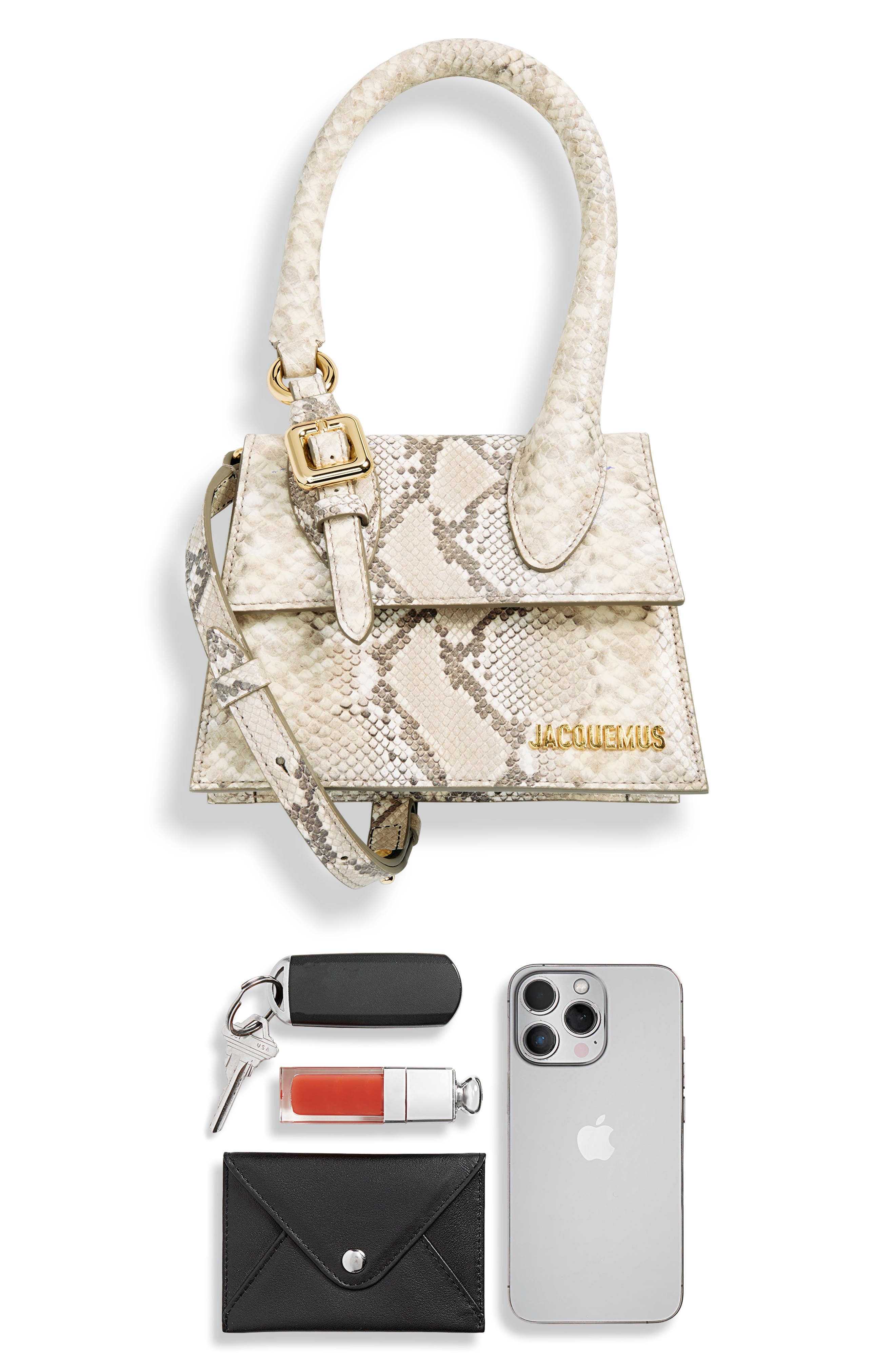 Le Chiquito Moyen Snakeskin Embossed Leather Top Handle Bag - 8