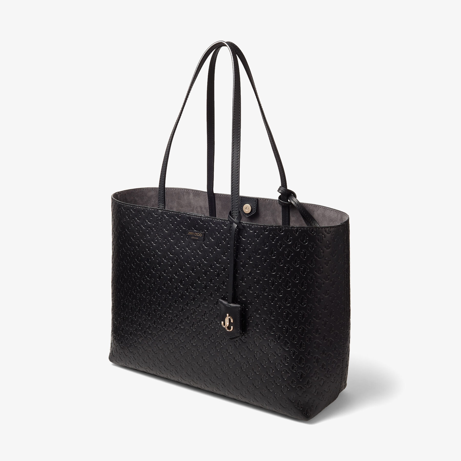 Nine2five E/w
Black JC Monogram Pattern Tote Bag with Light Gold JC Emblem - 4