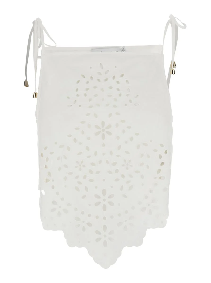 Self-Portrait 'White Cotton Embroidered' Top - 1