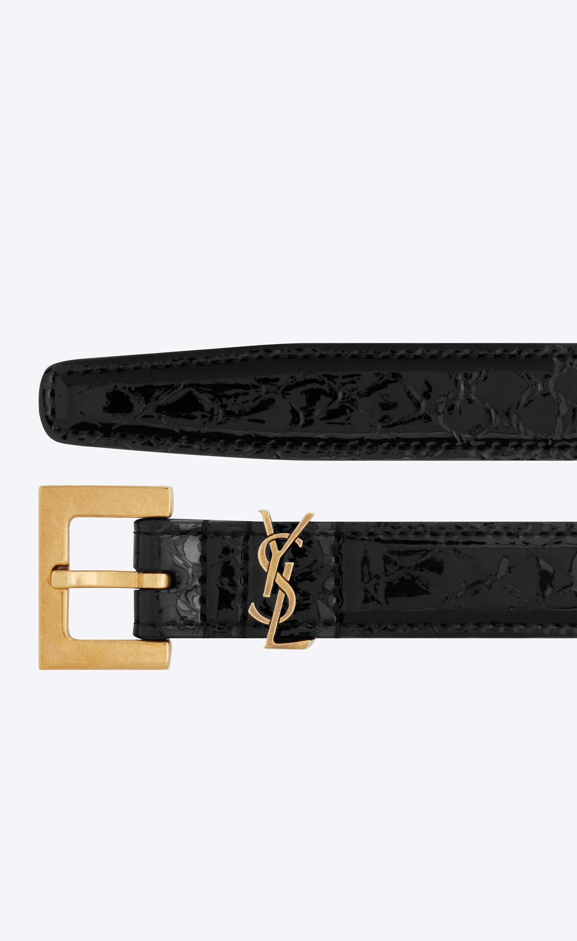 cassandre thin belt with square buckle in python-embossed leather - 2