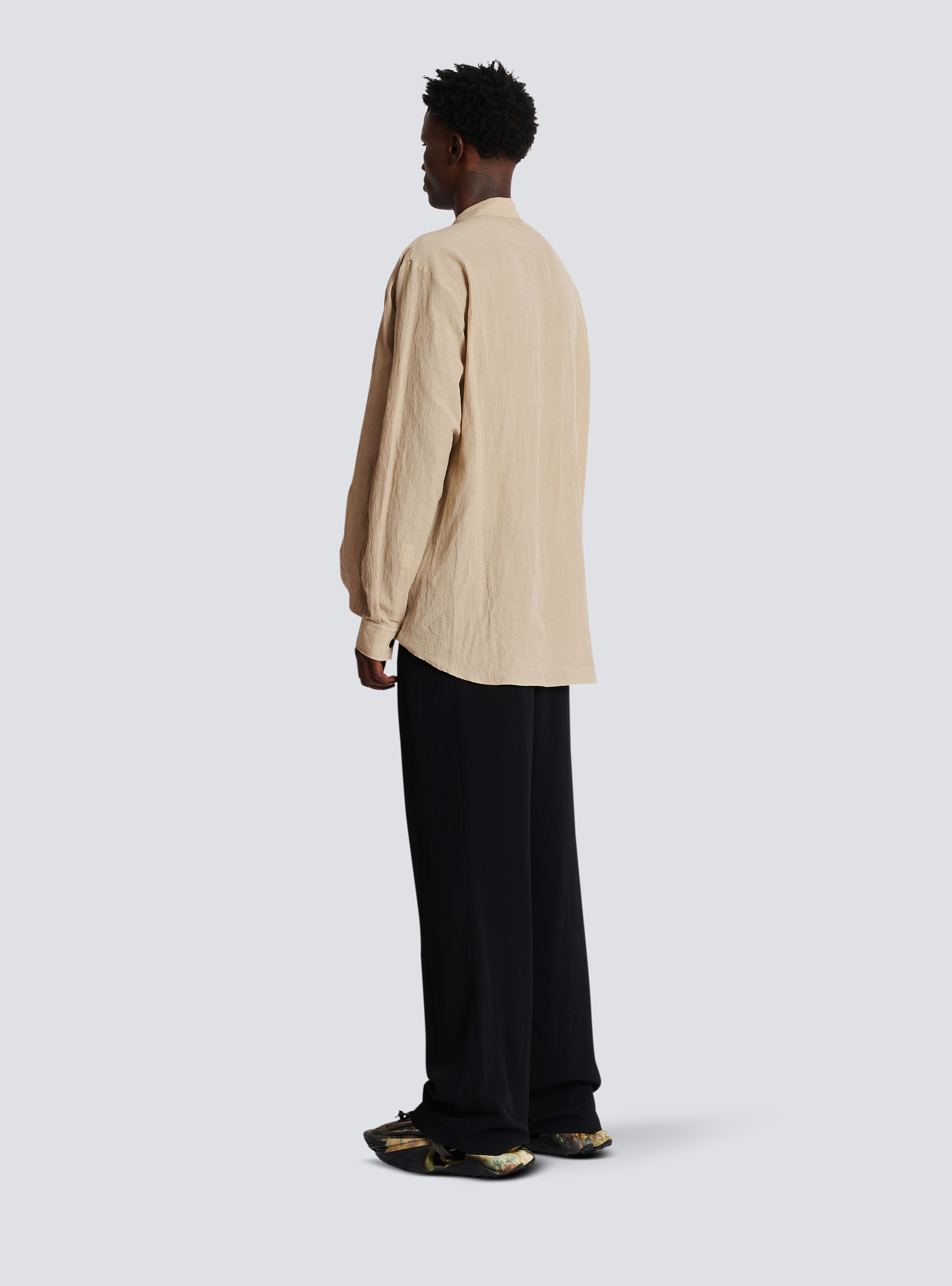 Cotton and linen draped shirt - 4