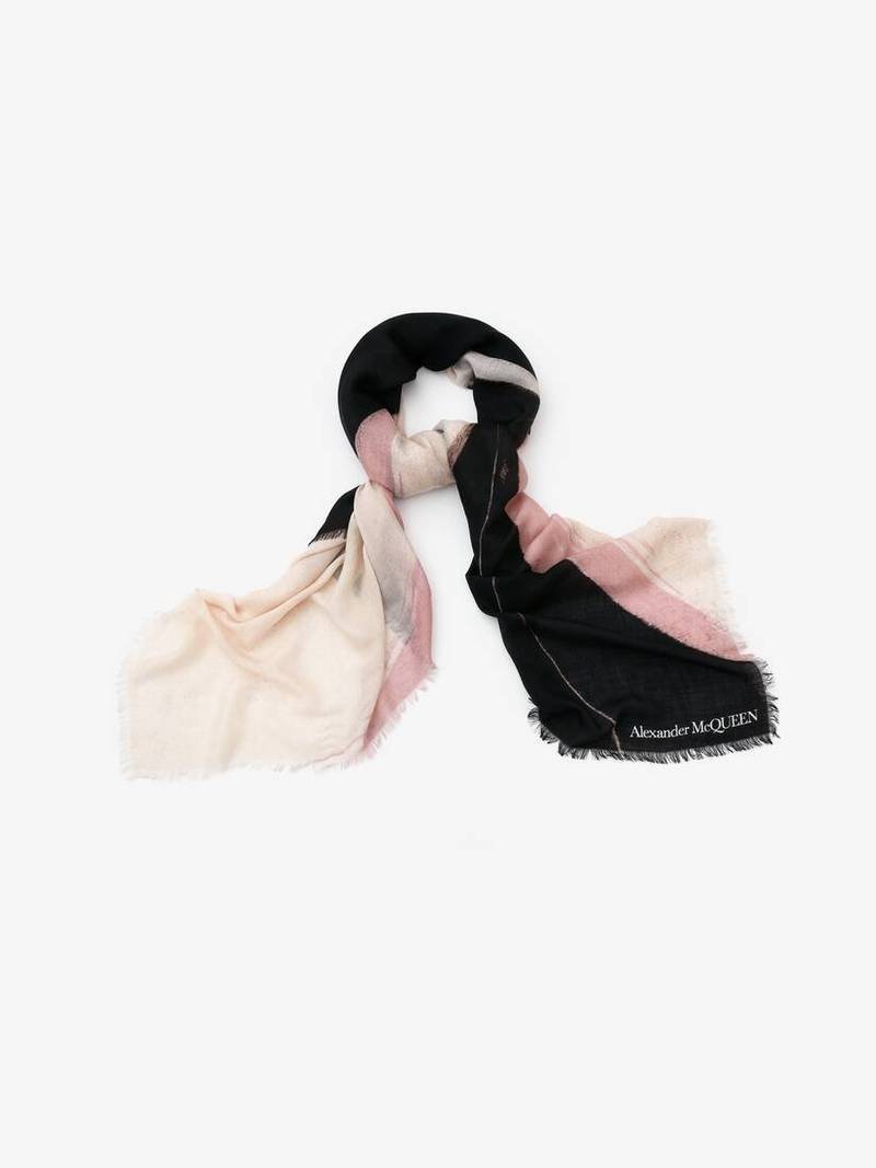 Alexander McQueen Men's Brushstroke Foulard in Rose/black outlook
