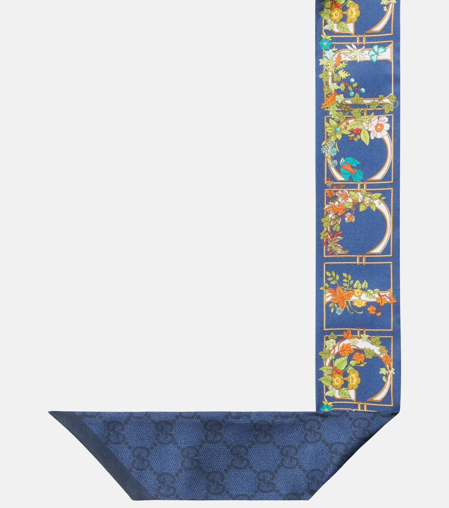 GG floral printed silk scarf - 5
