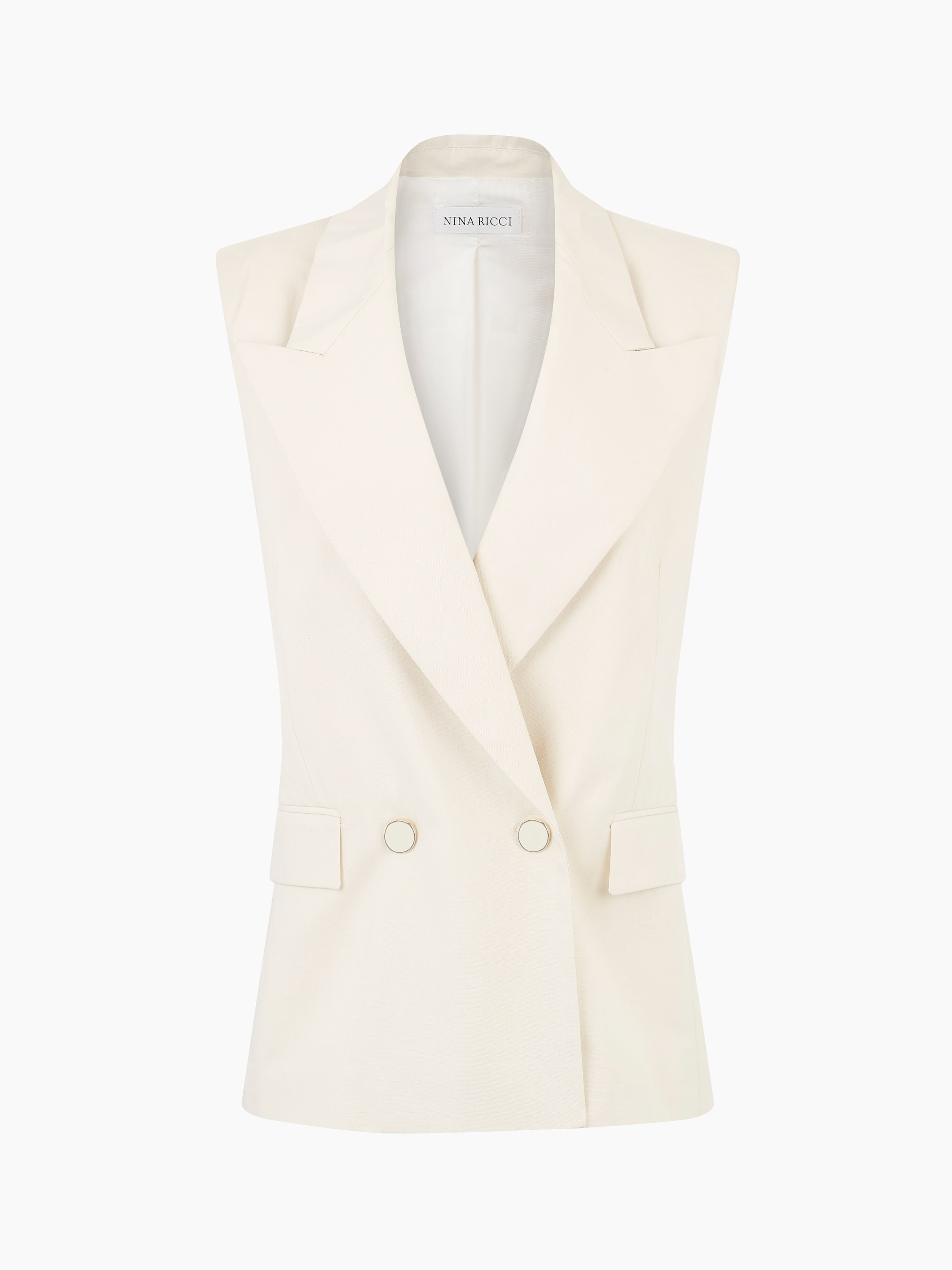 DOUBLE-BREASTED SLEEVELESS JACKET - 5