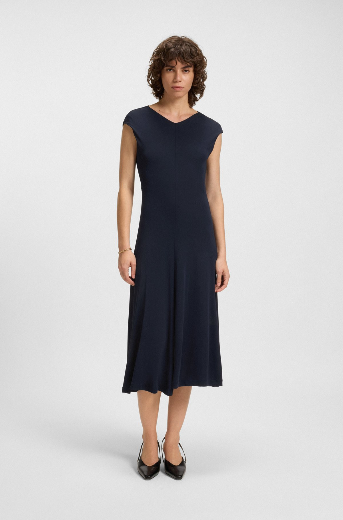 SLEEVELESS DRESS IN MATTE JERSEY WITH SEAMING DETAILS - 2