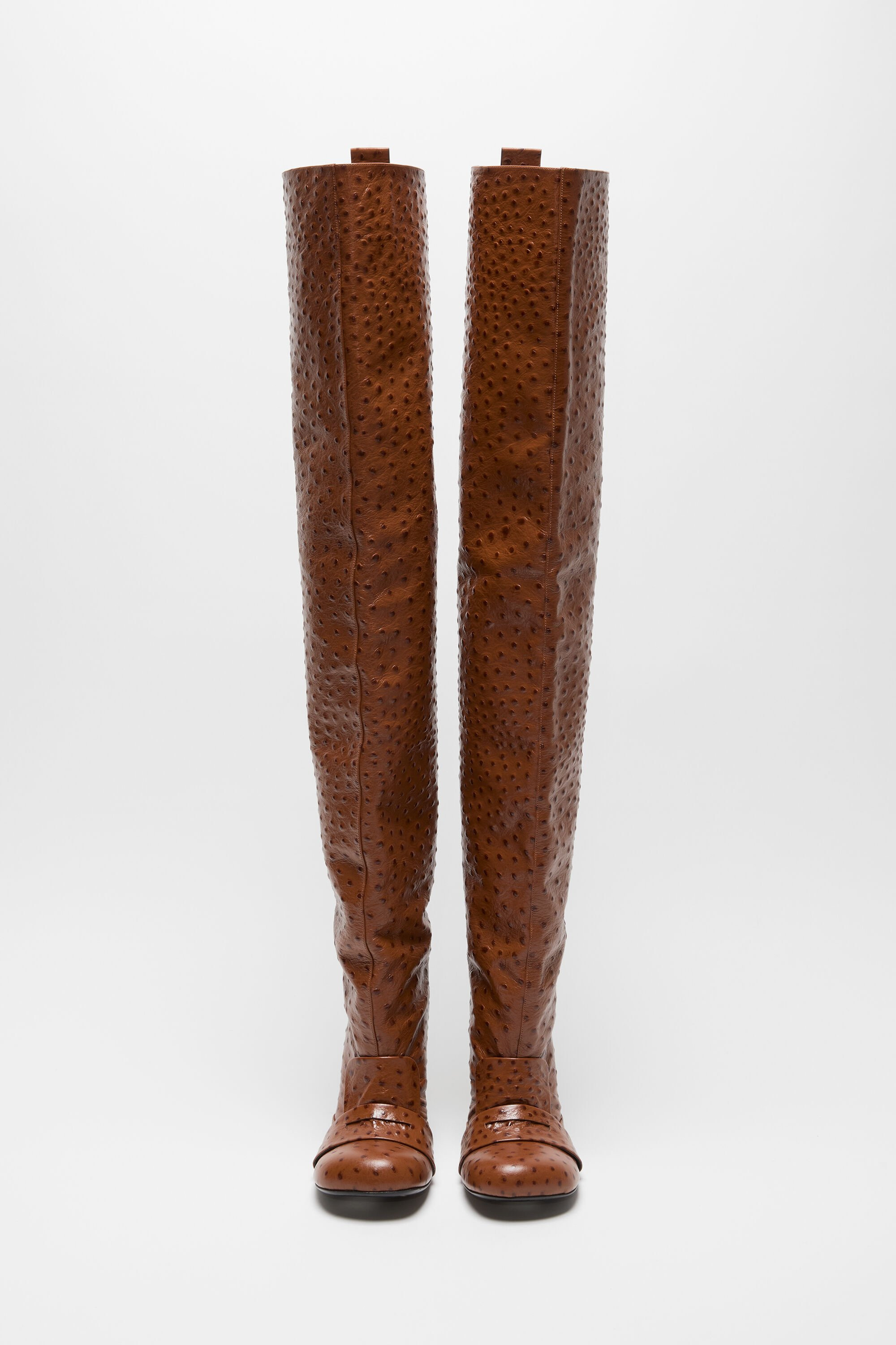 Thigh-high leather boots - Cognac brown - 2