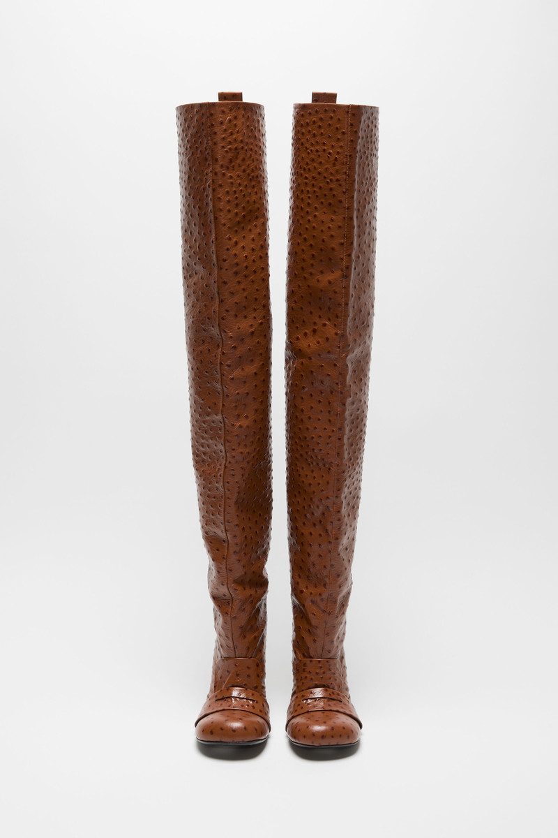 Acne Studios Thigh-high leather boots - Cognac brown outlook