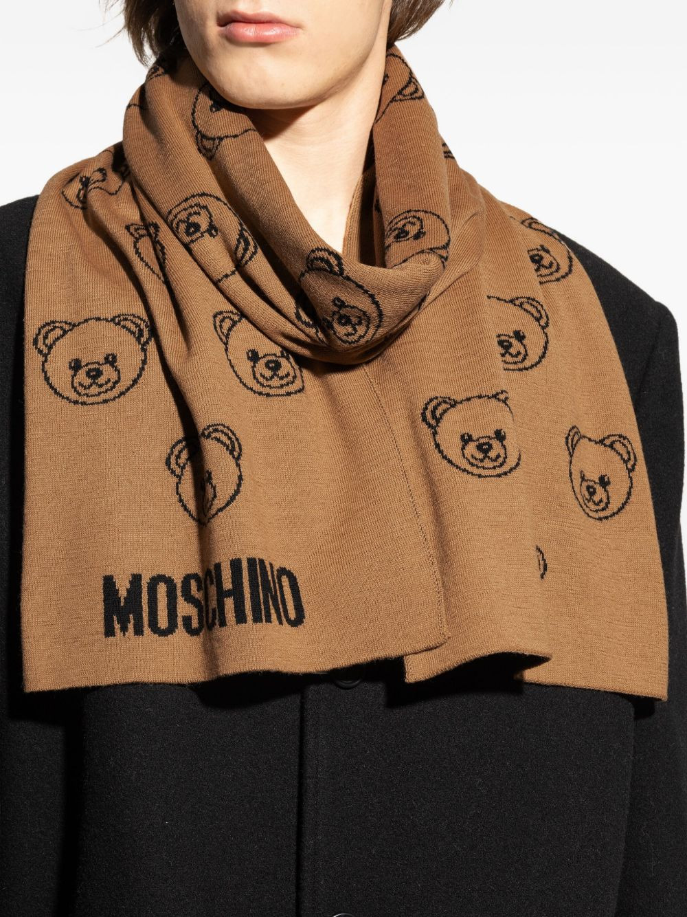 Teddy-print logo scarf - 4