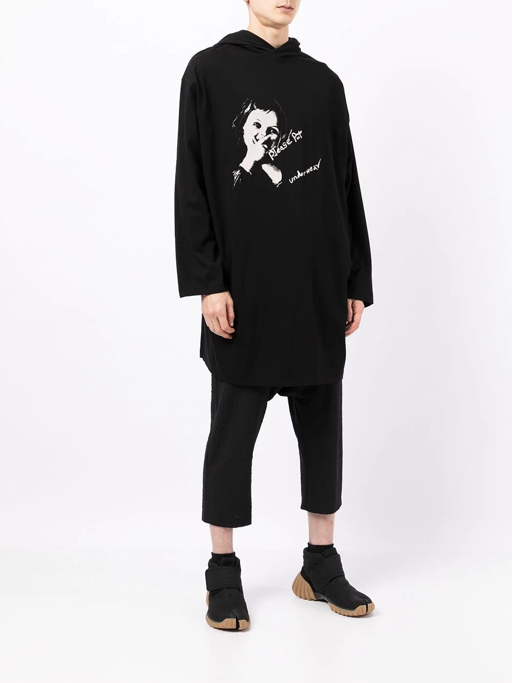 face print hooded T-shirt - 3