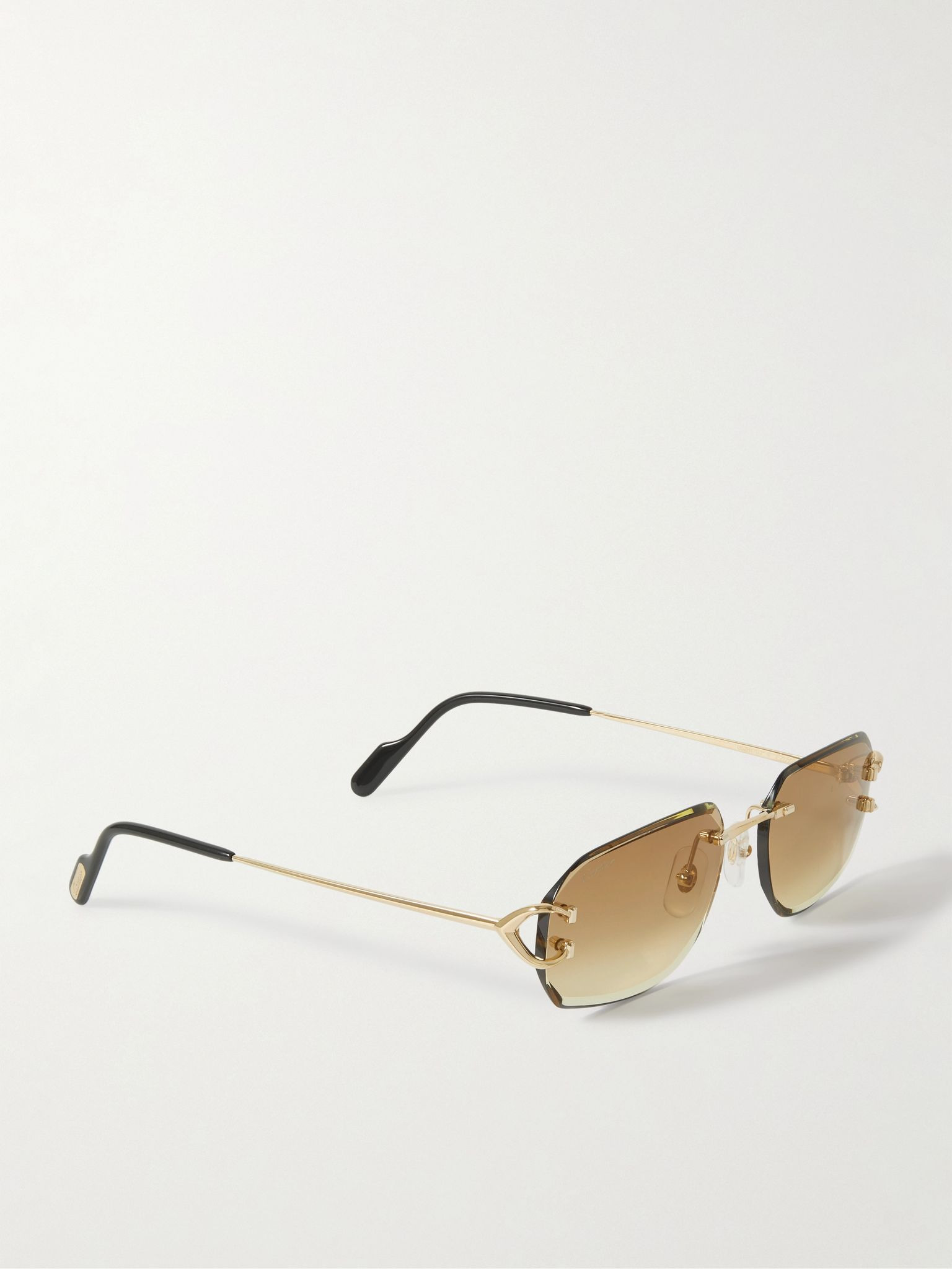 Signature C Rimless Rectangular-Frame Gold-Tone Sunglasses Gold - 3