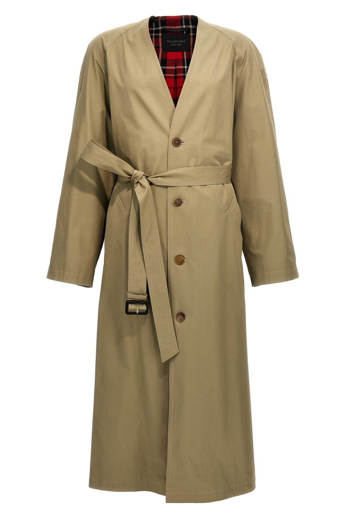 Check lining oversize trench coat - 1