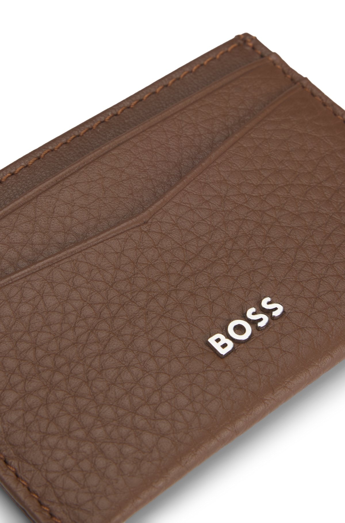 CARD HOLDER IN GRAINED LEATHER WITH METALLIC LOGO LETTERING - 3
